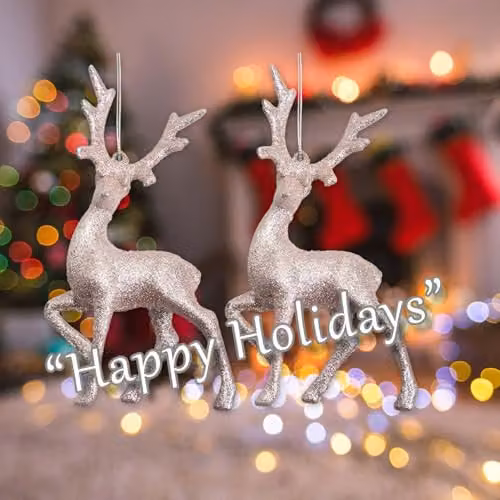 VFM e-Store Glitter Reindeer Christmas Tree Ornaments, Rose Gold, W/D/H: 16 x 10 x 4 cm – 3