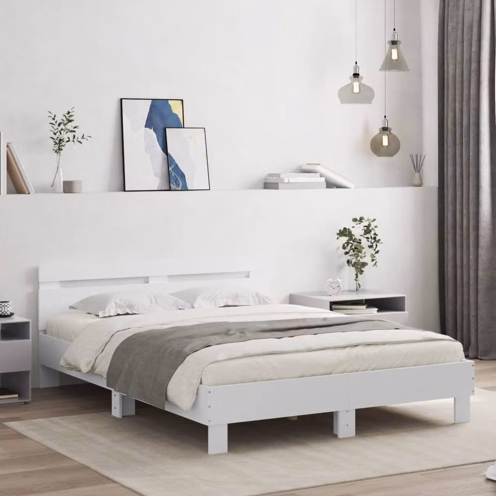 Berkfield Home Durable Bed Frame in White, W/D/H: 140 x 200 cm – 2