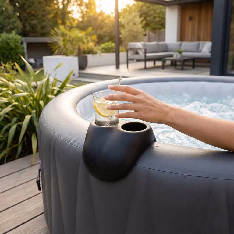 Wave Spas Wave Comfort Pack with Drinks Holder and 2 Head Rests in Black