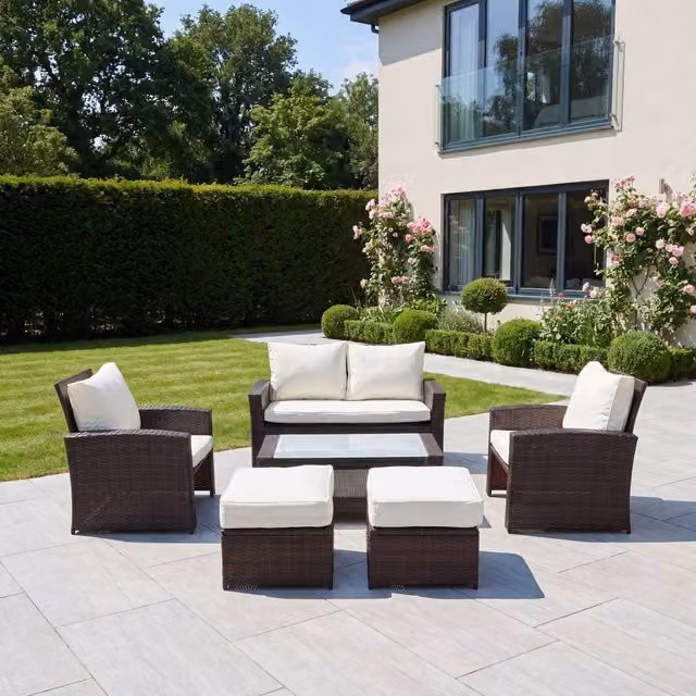 Artemis Home Dovera 6 Seat Rattan Patio Set in Brown – 1