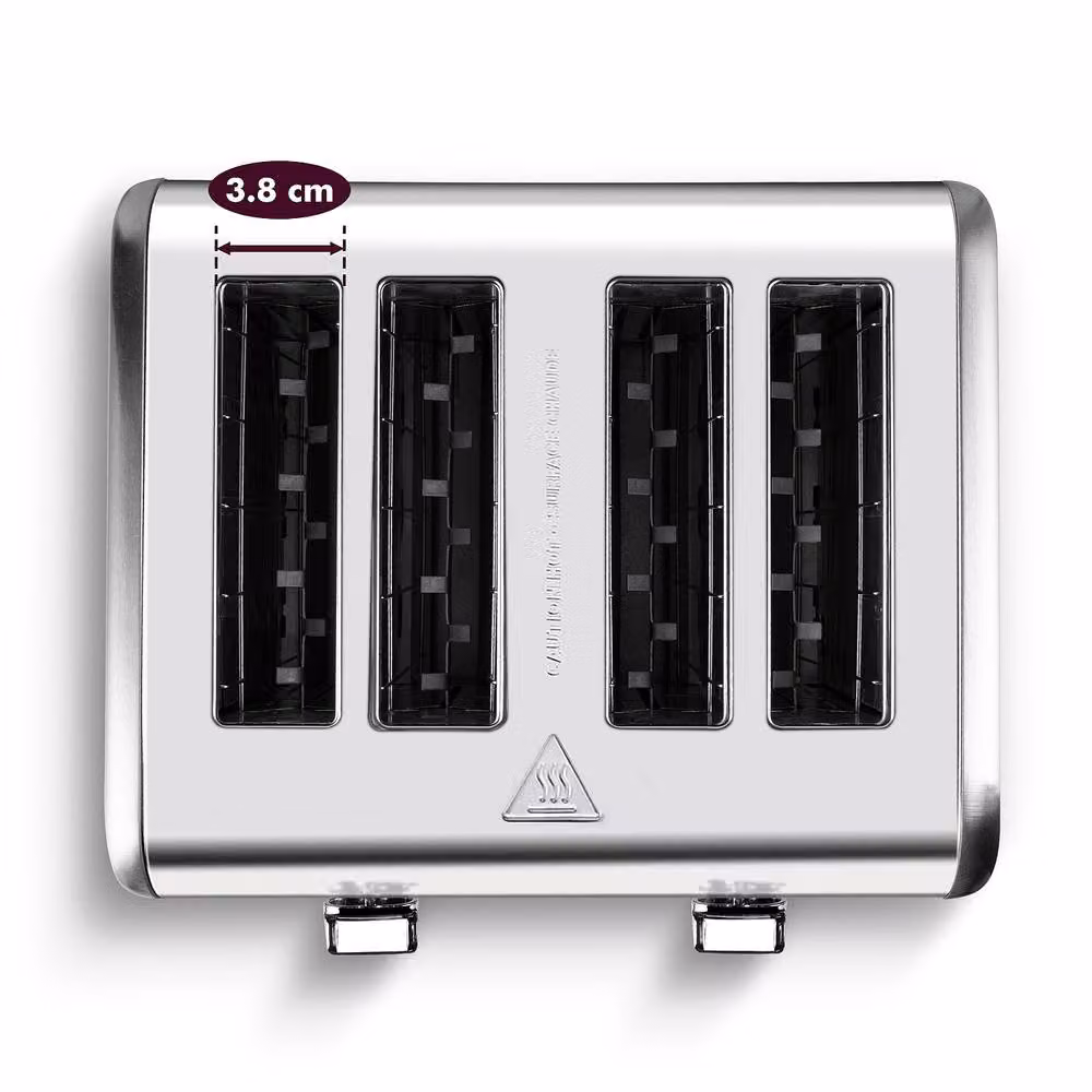 Cusimax Silver Stainless Steel 4-Slice Toaster with Extra-Wide Slots, 1650W – 4