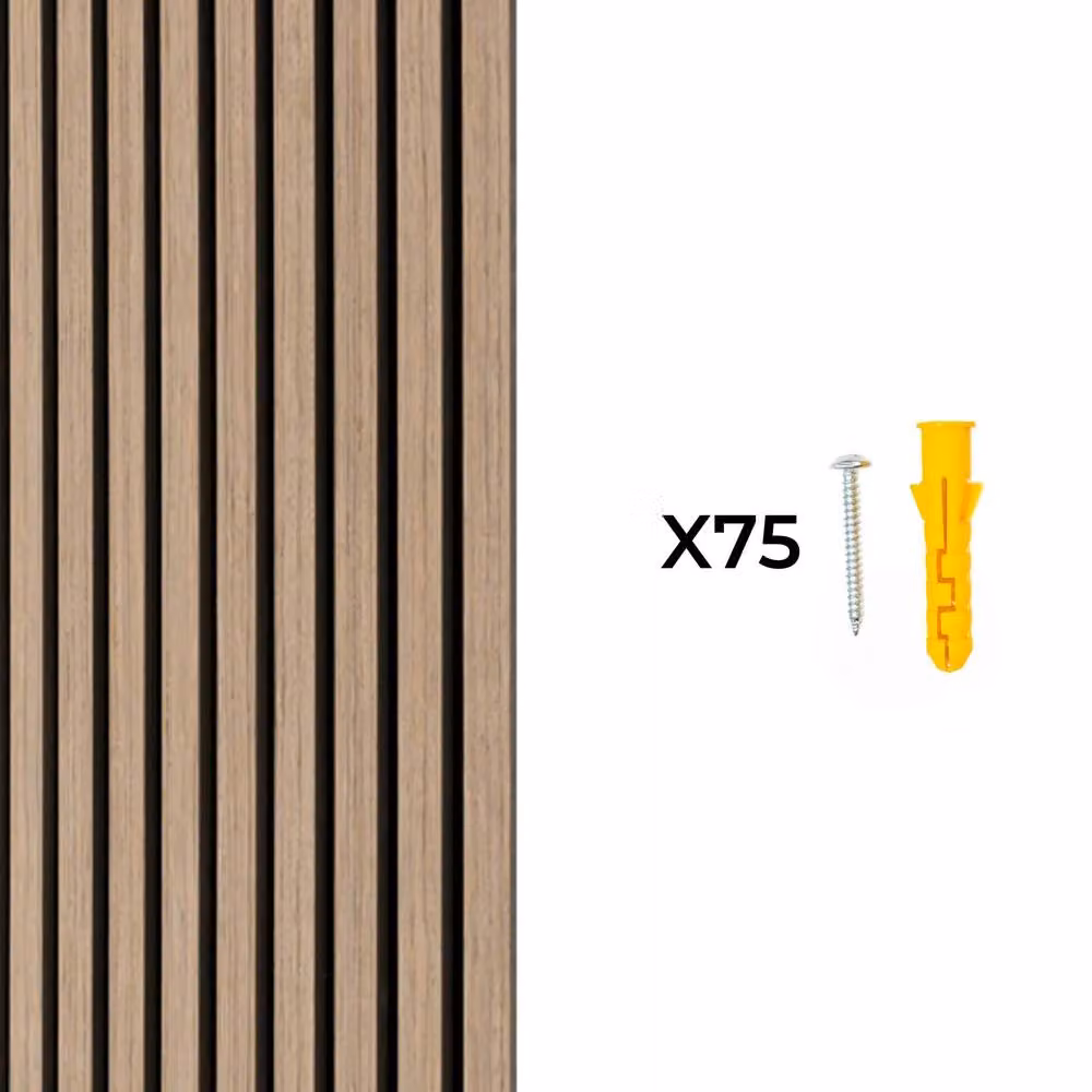 Monstershop Acoustic Slat Wall Panels, Pack of 3, Light Walnut and Terracotta MDF Wood Look – 6