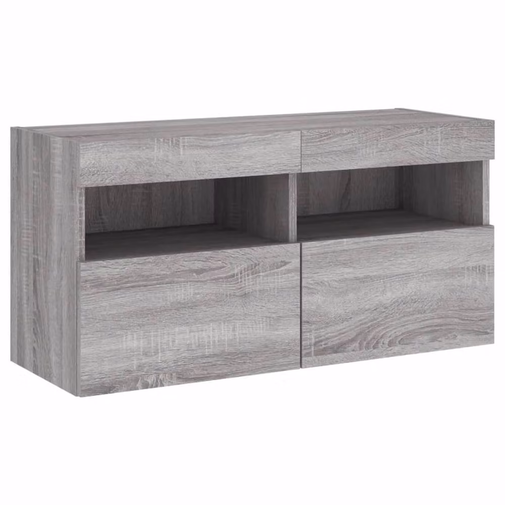 Berkfield Home Modern Wall Mounted TV Cabinet with Integrated LED Lights in Grey Sonoma, W/D/H: 80 x 40 x 30 cm – 3