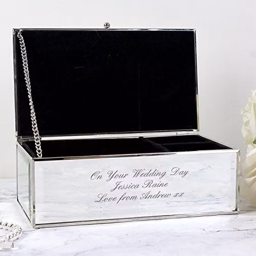 Personalised Memento Company Mirrored Jewellery Box in Silver or Black – 2