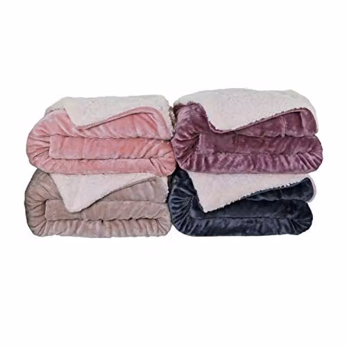 Duncan Stewart Personalised Grey and White Fluffy Fleece Sherpa Lined Snuggle Blanket, W/D/H: 140 x 180 cm – 1