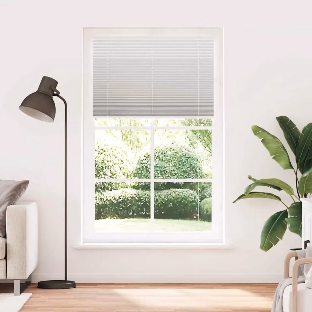 Berkfield Home Single Pleat Fabric Blind in Light Grey, W: 115 cm, H: 200 cm