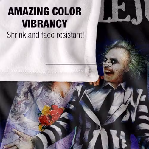 LOGOVISION Beetlejuice 1988 Vintage Poster Super Soft Fleece Throw Blanket, Multicolour, W: 127 cm, D: 152.4 cm – 3