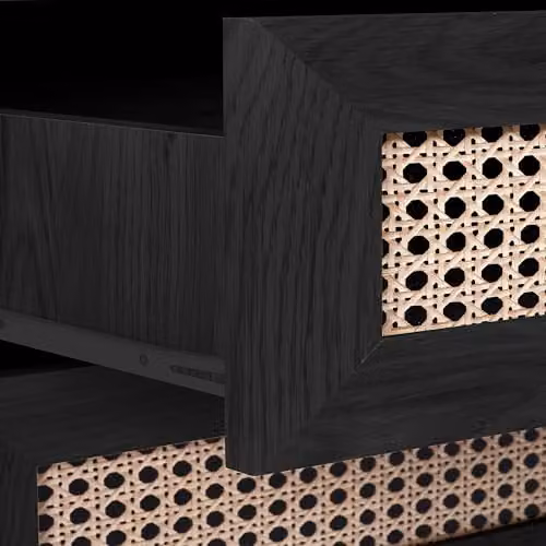 Julian Bowen Sydney 5 Drawer Chest of Drawers in Black with Rattan Detail, H: 114 cm, W: 80 cm, D: 41 cm – 6