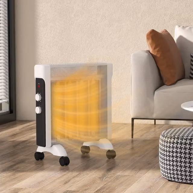 HOMCOM 2000W Portable White Convector Panel Heater with Tip-over and Overheat Protection