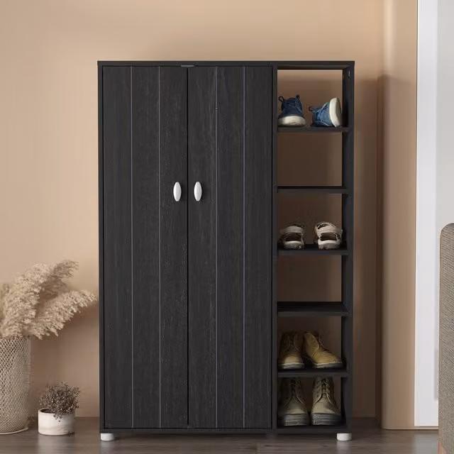 GFW Bideford Tall Shoe Cabinet in Rustic Black Oak