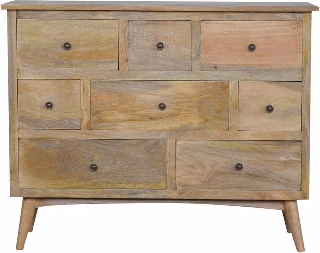 KDMK 8-Drawer Rustic Mango Wood Chest of Drawers in Brown