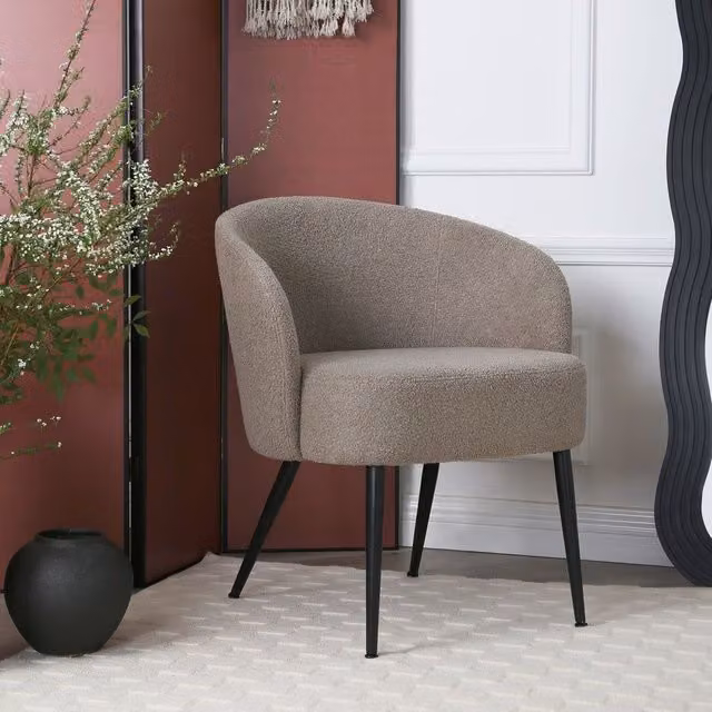 Home Garden Direct Comodo Armchair in Taupe Boucle Teddy Fleece Fabric