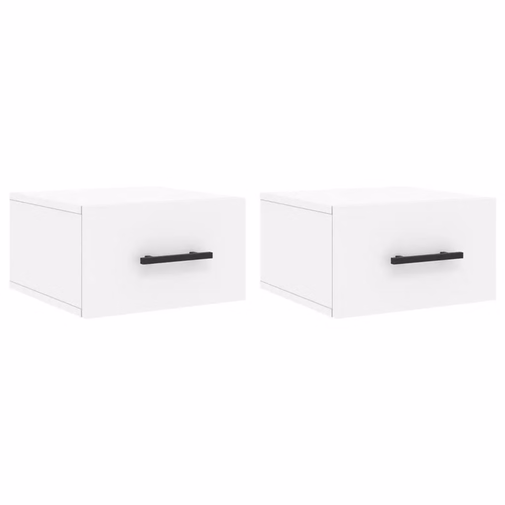 Berkfield Home Wall-mounted Bedside Cabinets, 2 Pack, White, W/D/H: 35 x 35 x 20 cm