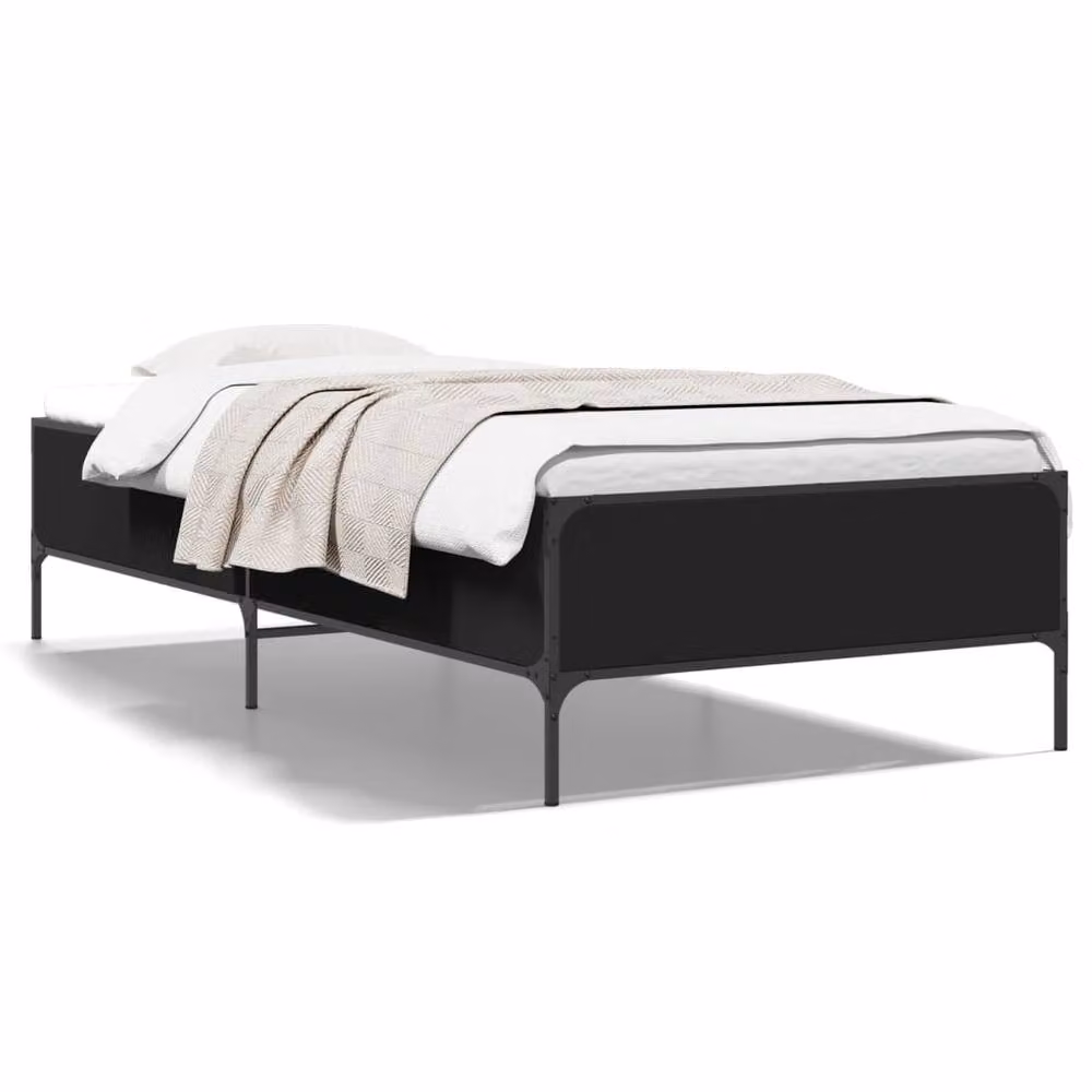 Berkfield Home Durable Small Single Bed Frame in Black, W/D/H: 190 x 75 x 44 cm – 3