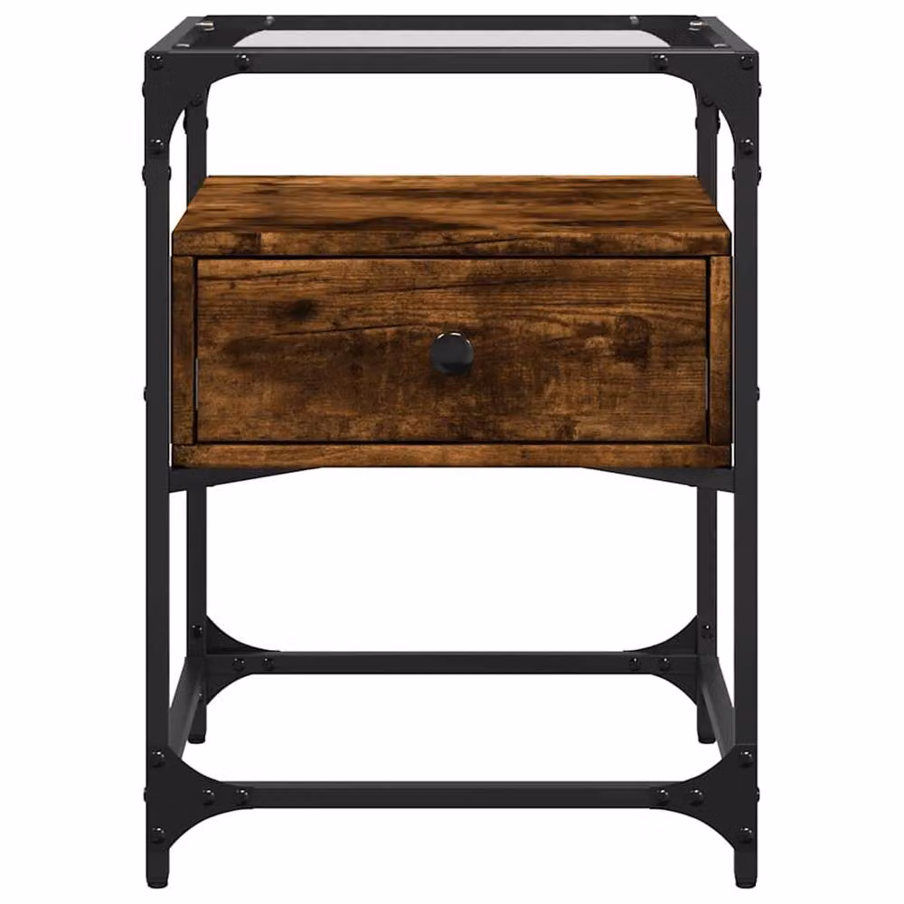 Berkfield Home Set of 2 Bedside Cabinets in Smoked Oak Brown, W/D/H: 40 x 40 x 55 cm – 4