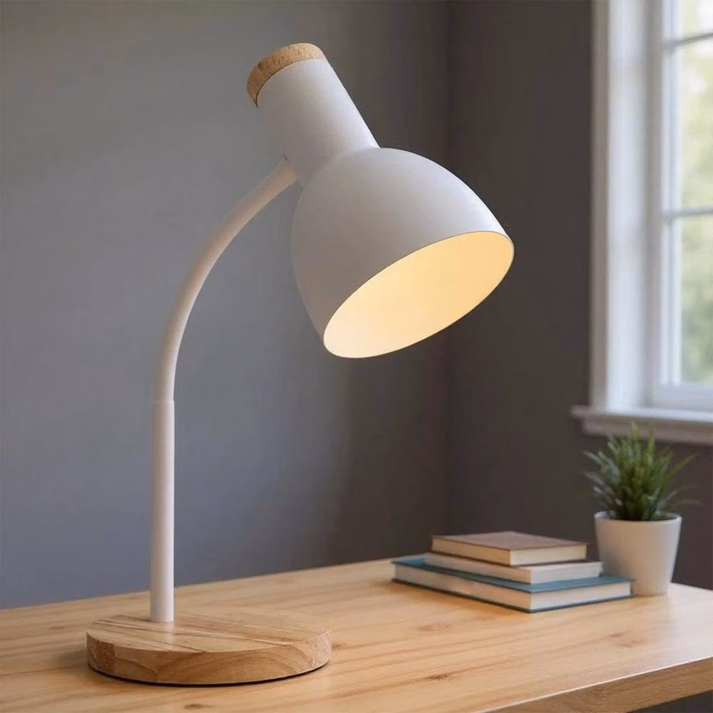 EONLION Modern Adjustable Desk Lamp in White and Wood – 3