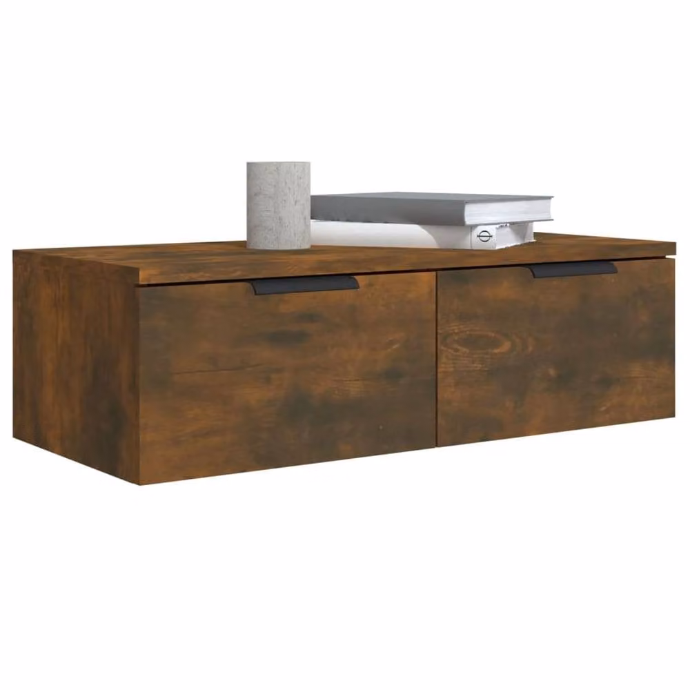 Berkfield Home Smoked Oak Wall Cabinet, Brown, W: 68 cm, D: 30 cm, H: 20 cm – 3