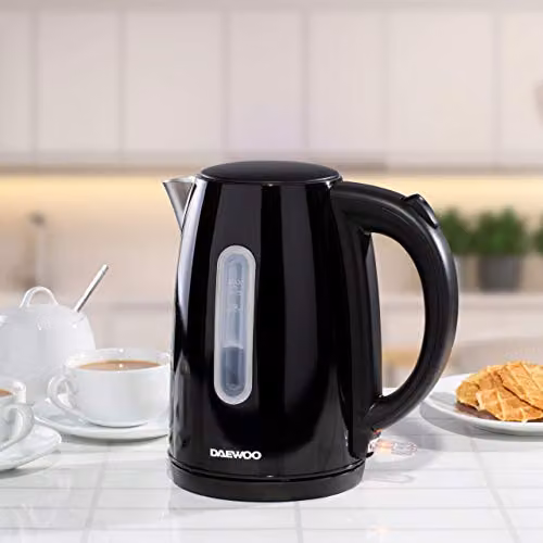 Daewoo 1.7L Stainless Steel Jug Kettle with Auto Shut-Off and Limescale Filter, Black – 2
