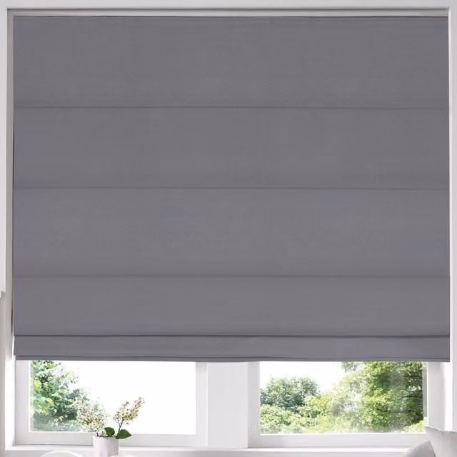 Terrys Texas Made to Measure Blackout Roman Blind in Grey Plain Textile