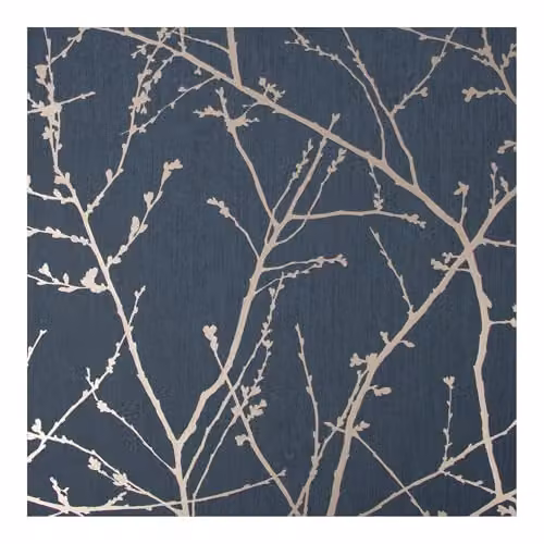 Graham & Brown Superfresco Easy Innocence Branch Navy and Copper Metallic Wallpaper with Traditional Botanical Tree Design – 1