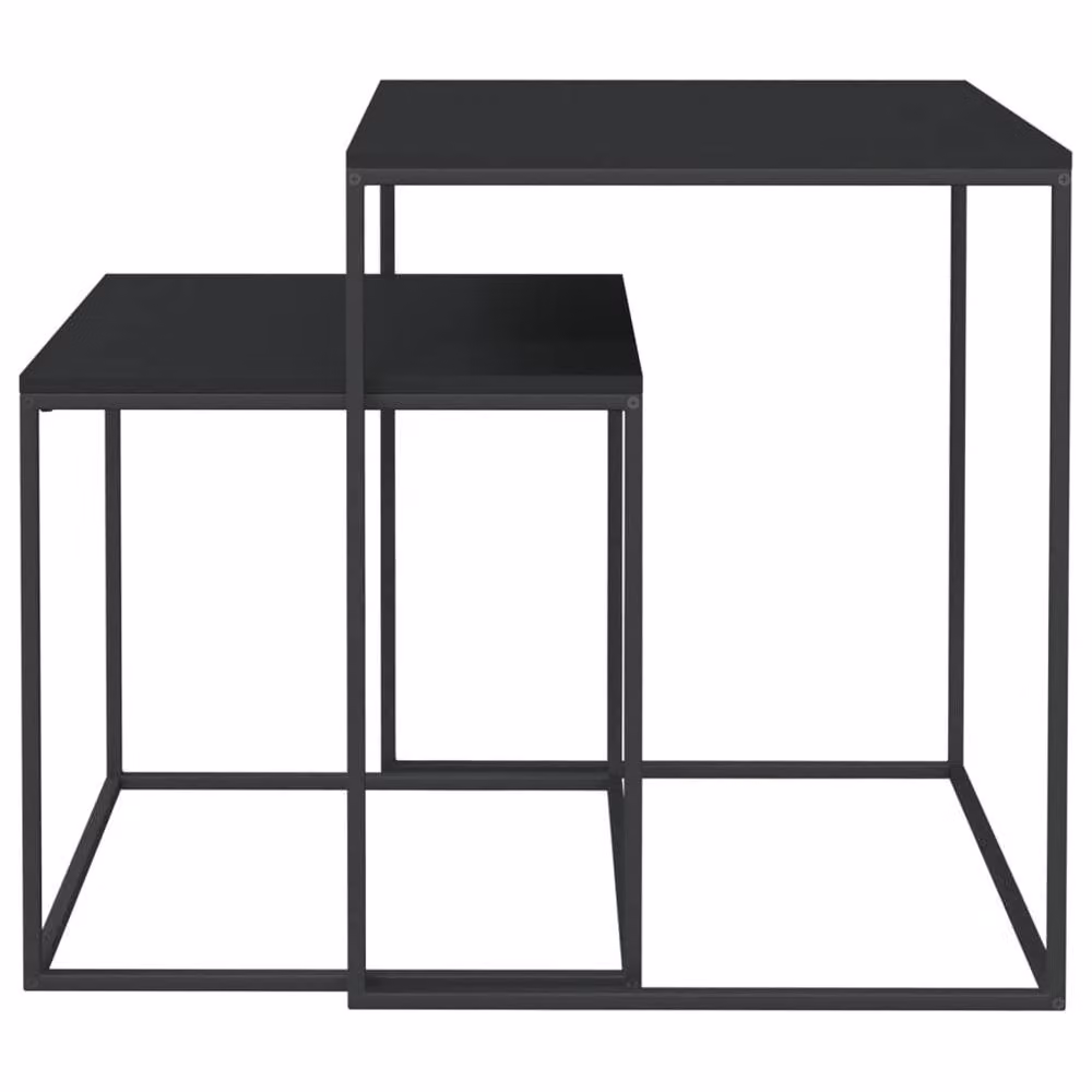 Berkfield Home 2-Piece Nested Coffee Table Set in Black with Engineered Wood and Metal – 3