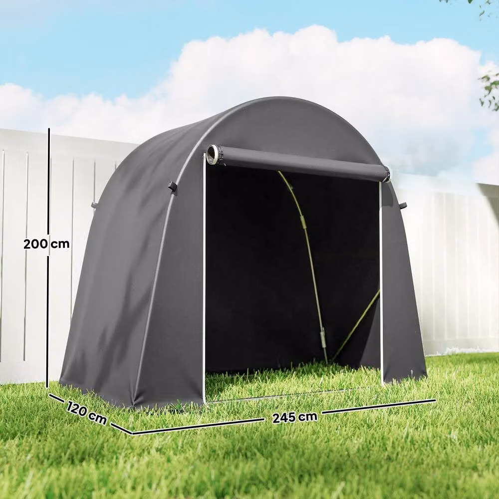 Rolipo Waterproof Bike Storage Tent with Galvanised Steel Frame, Dark Grey, W: 243.84 cm, D: 121.92 cm, H: 121.92 cm – 5