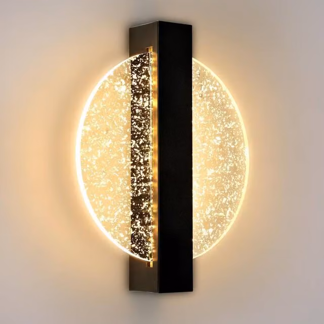 Goeco Modern Round LED Wall Light, 12W, 3000K Warm White, Black and Silver