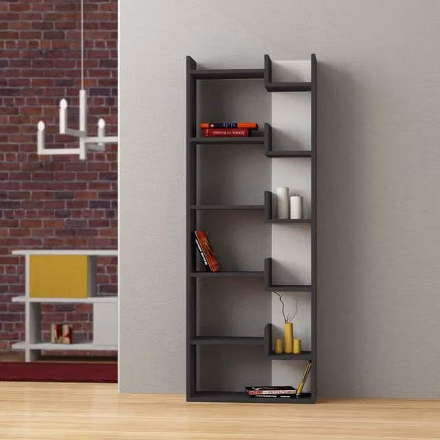 Decortie Oppa Modern Freestanding Bookcase and Display Unit in Anthracite and White
