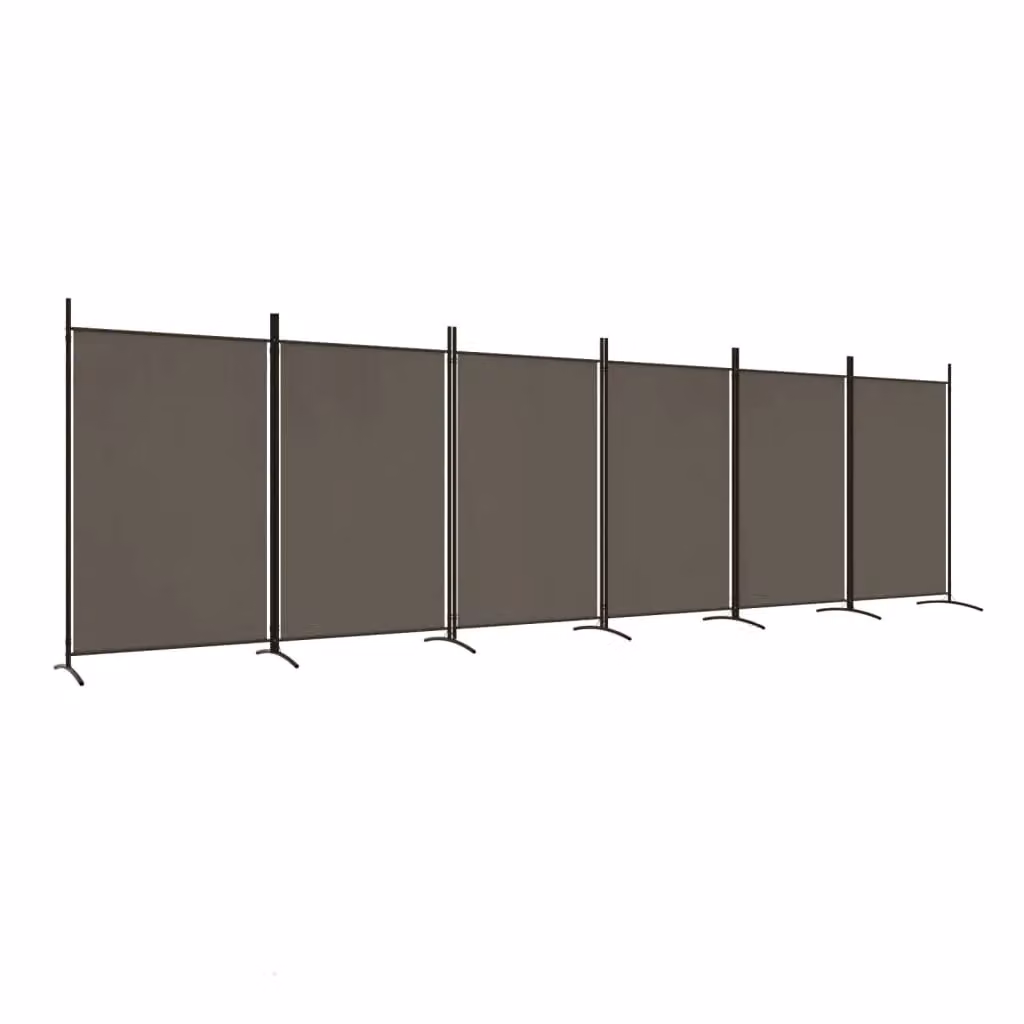 Berkfield Home 6-Panel Fabric Room Divider in Anthracite and Black, W: 520 cm, H: 180 cm – 2