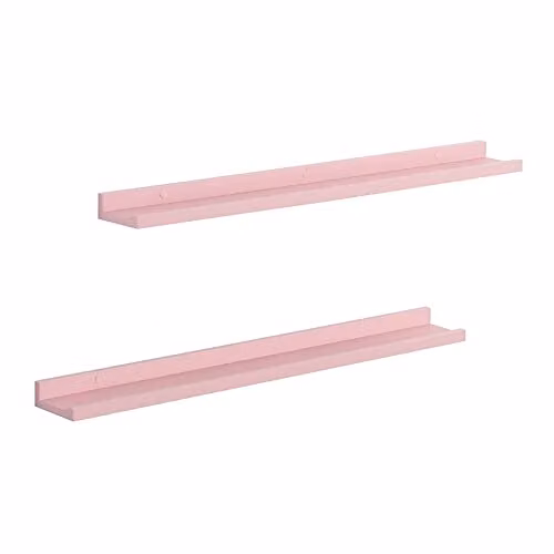 SPOT ON DEALZ Set of 2 Pink Wooden Floating Wall Shelves, W: 80 cm – 1