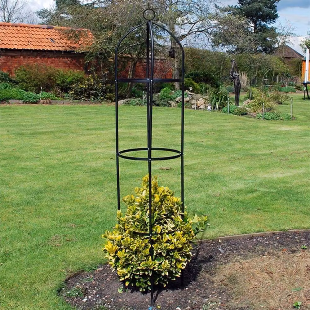 Nordara Black Metal Outdoor Garden Obelisk Climbing Plant Support Frame Trellis Set, H 185 cm x W 40 cm – 3
