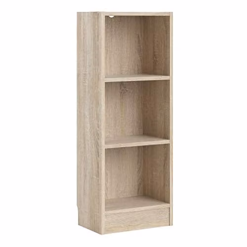 Furniture To Go Basic Low Narrow Bookcase with 2 Shelves in Oak Brown, W/D/H: 40.6 x 26.72 x 107.2 cm