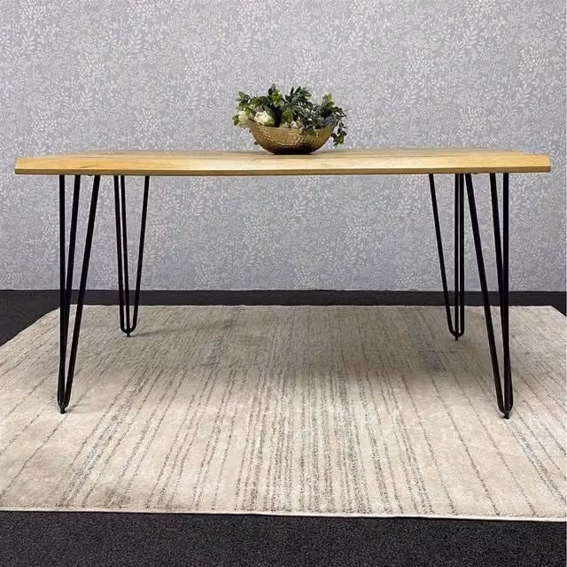 Kosy Koala Arizona Rustic Live Edge Rectangular Wooden Dining Table in Brown and Black, Width: 117 cm