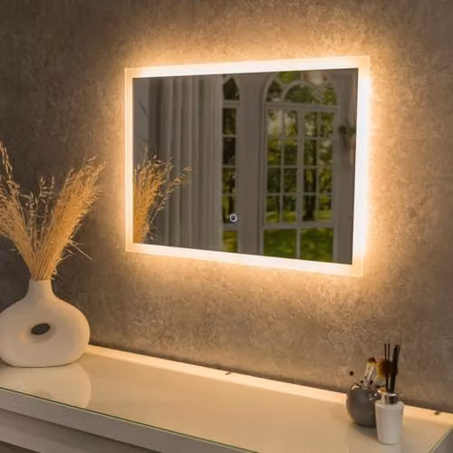 ValueLights LED Bathroom Mirror with Demister and Touch Control, Silver, W/H: 50 x 70 cm – 2