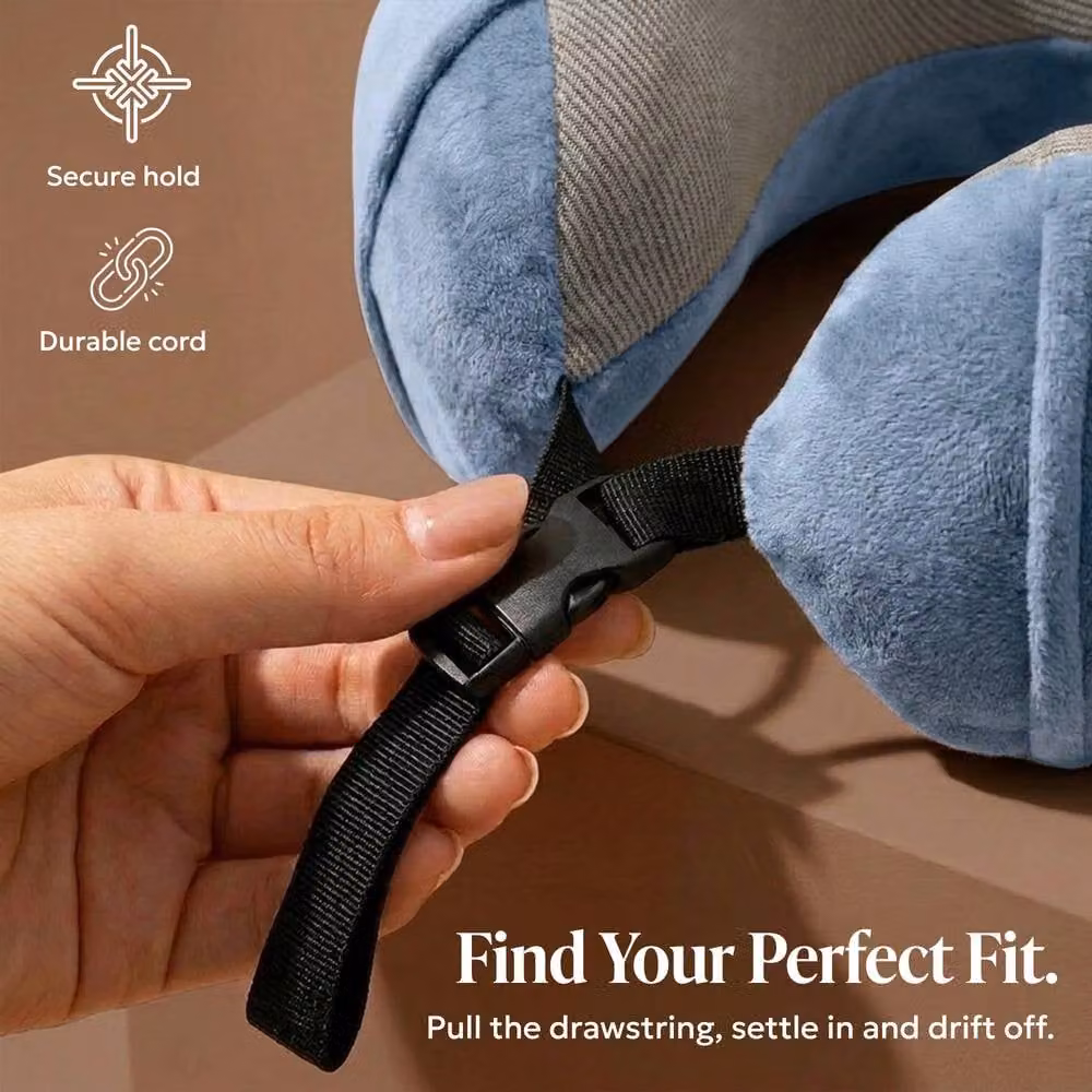 Lugg Memory Foam Travel Pillow with Storage Bag in Light Blue – 3