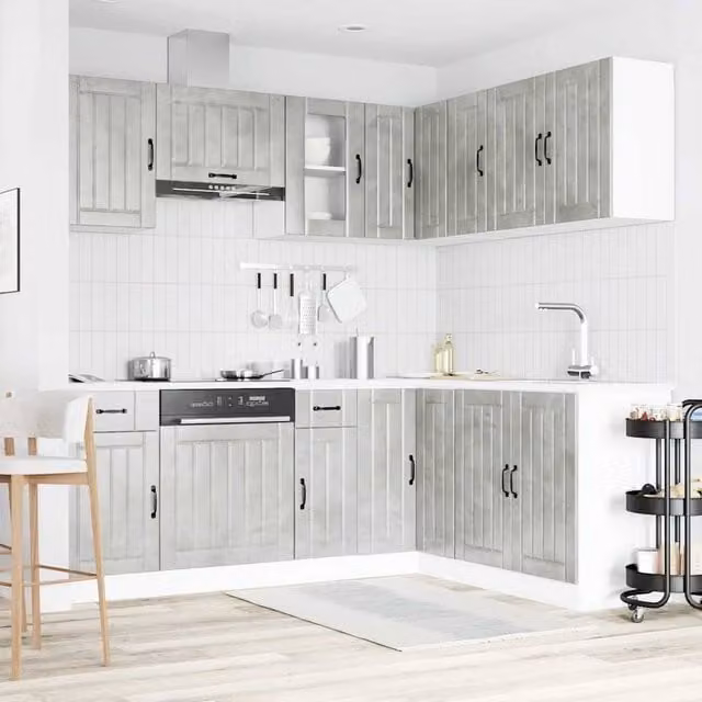 Berkfield Home Kalmar 11 Piece Modern Kitchen Cabinet Set in Concrete Grey