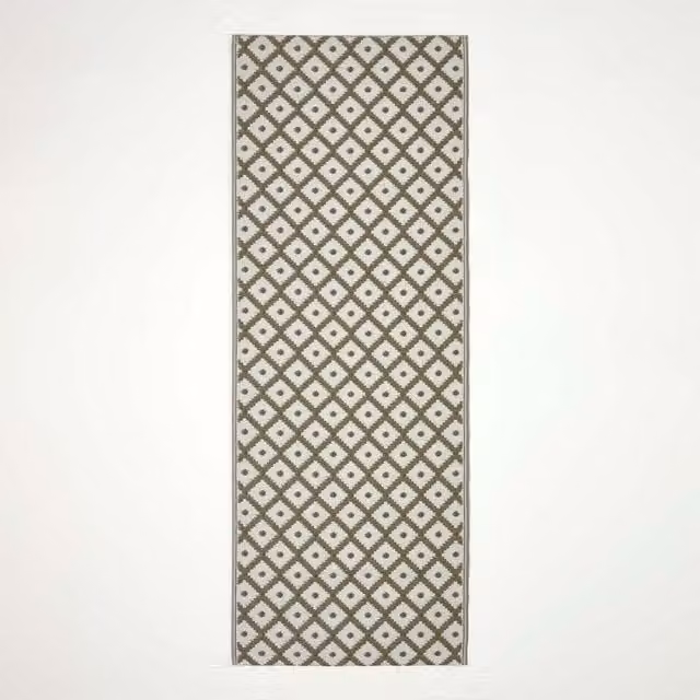 Homescapes May Geometric Reversible Outdoor Rug in Olive Green and White, 200 cm