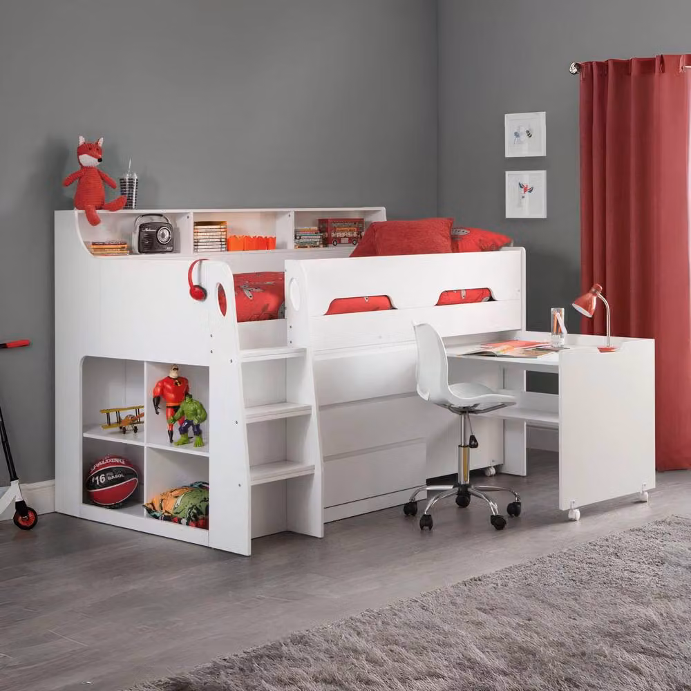 Cheshire Modern Midsleeper Bed in White, Single 90 x 200 cm – 2