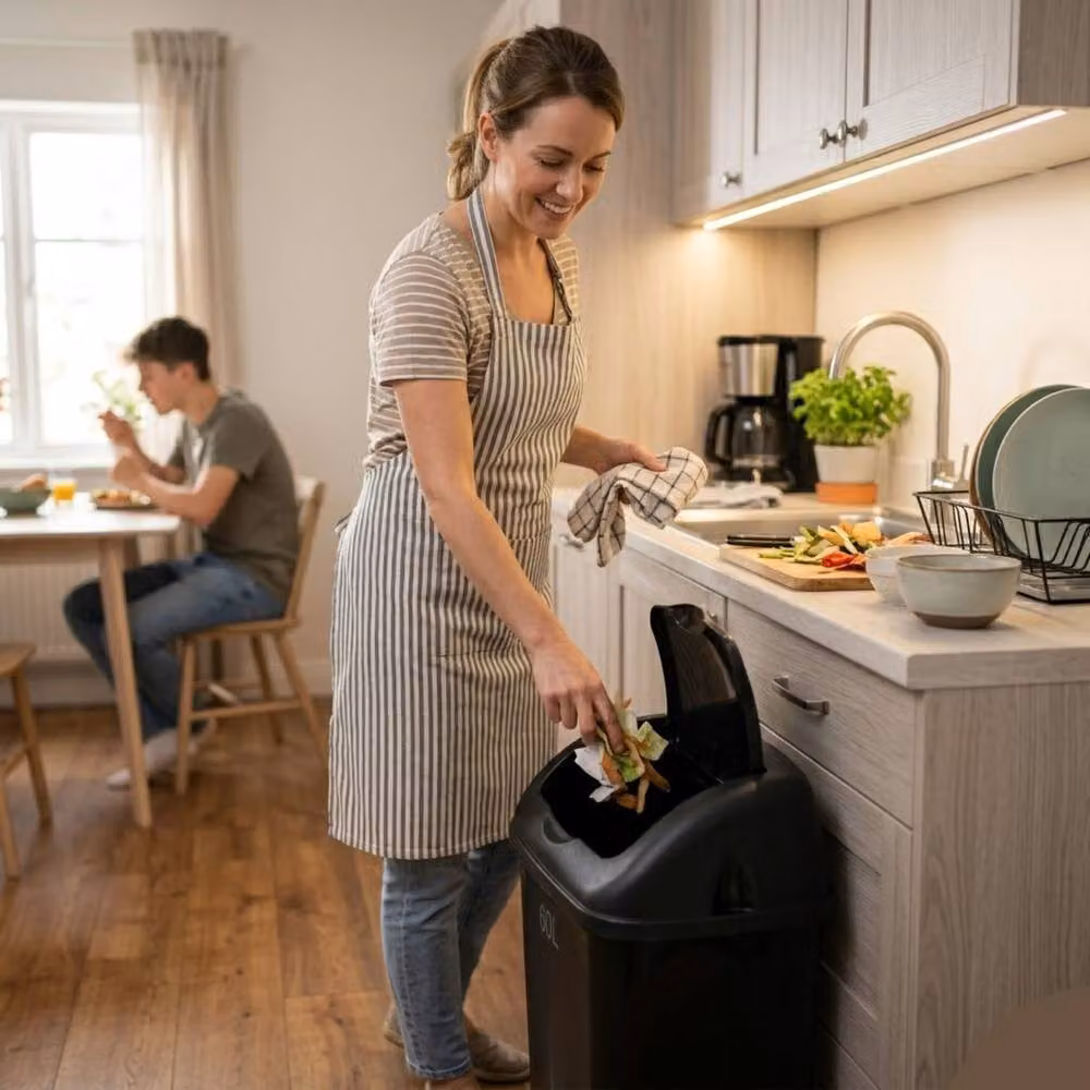 Bedsland 60L Black Plastic Swing Lid Kitchen Bin – 5