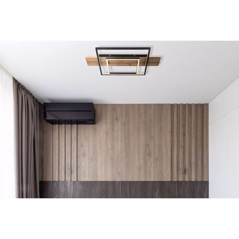 Netlighting Vanni Modern Rectangular Semi Flush Ceiling Light, Matt Black, W/D/H: 60 x 40 x 10 cm, 2x LED 3000K Warm White – 4