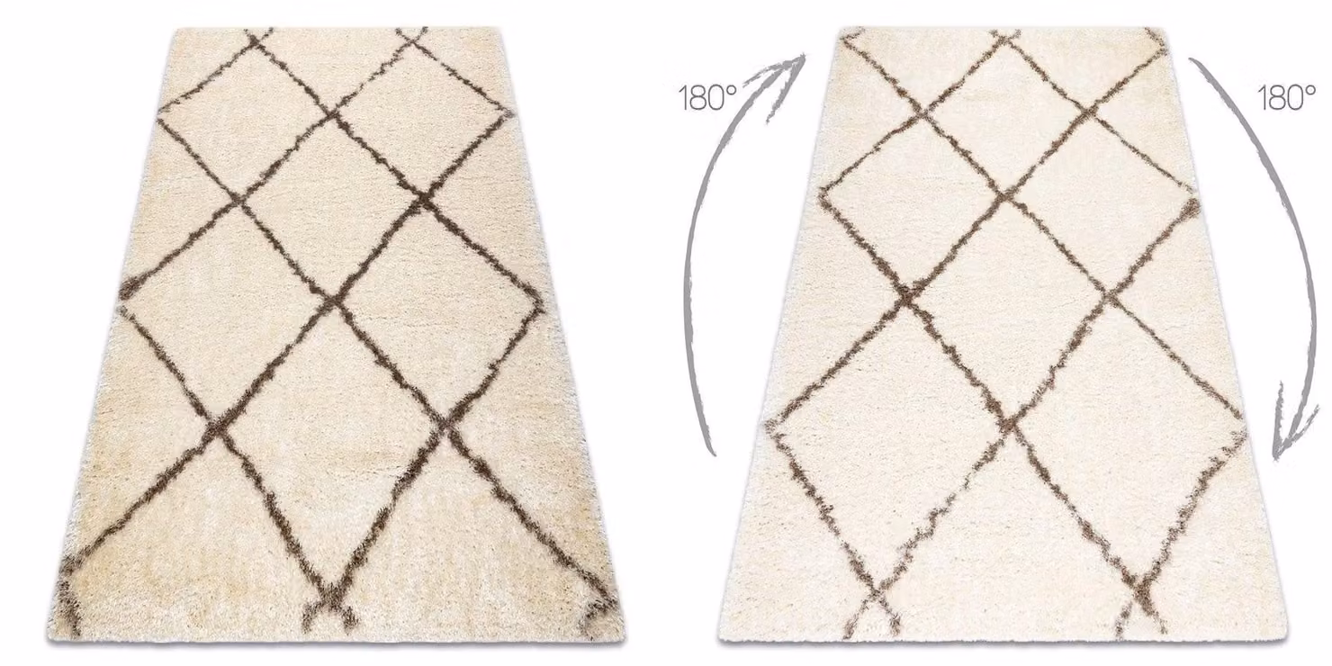 RugsX Moroccan Diamond Woven Fluffy Rug in Yellow, W: 180 cm, L: 270 cm