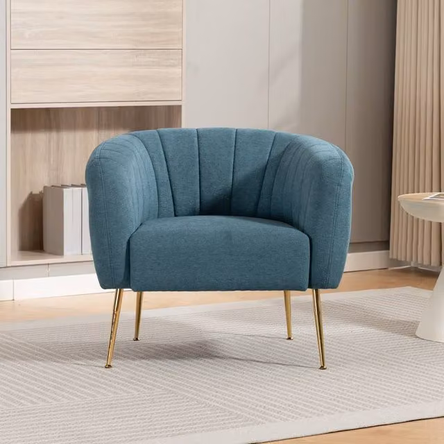 Artemis Home Stanton Accent Chair in Petrol Turquoise Fabric with Solid Wood Frame – 1
