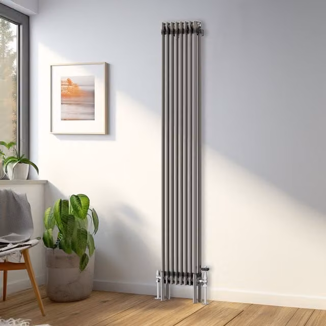Right Radiators Traditional Raw Metal Double Column Vertical Radiator, H 180 cm x W 38 cm