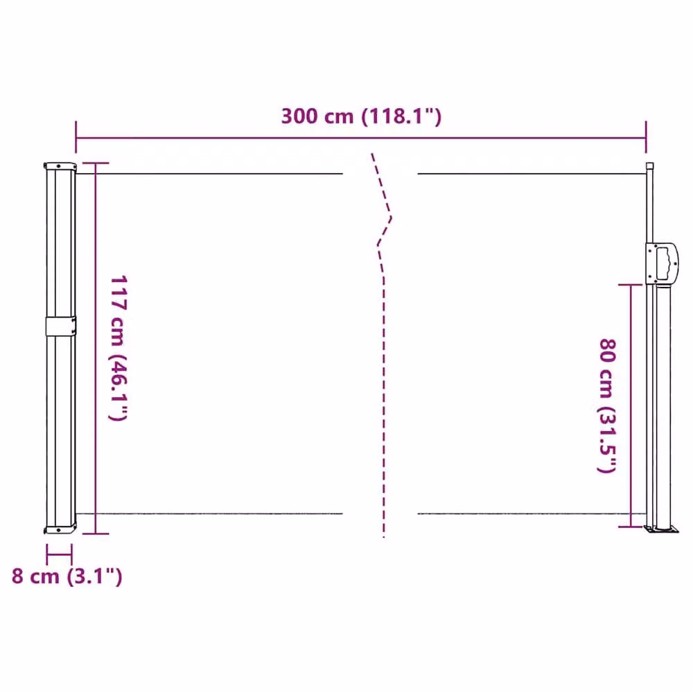Berkfield Home Retractable Single Side Awning in Black, W/H: 300 x 117 cm – 7