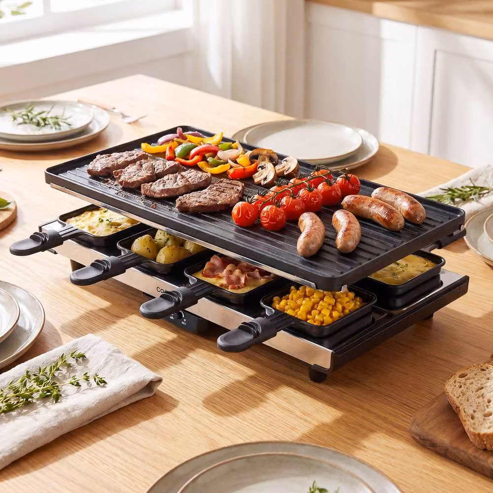 Costway 2-in-1 Raclette Table Grill and Griddle with Reversible Nonstick Aluminium Plates in Black – 9