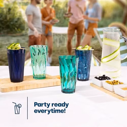LIVIVO Set of 6 Plastic Tumblers, 600ml, Petrol/Turquoise, Stackable and Dishwasher Safe – 4