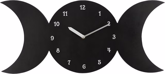 KDMK Black Triple Moon MDF Wall Clock with Moon Phases Calendar and Quartz Analog Movement