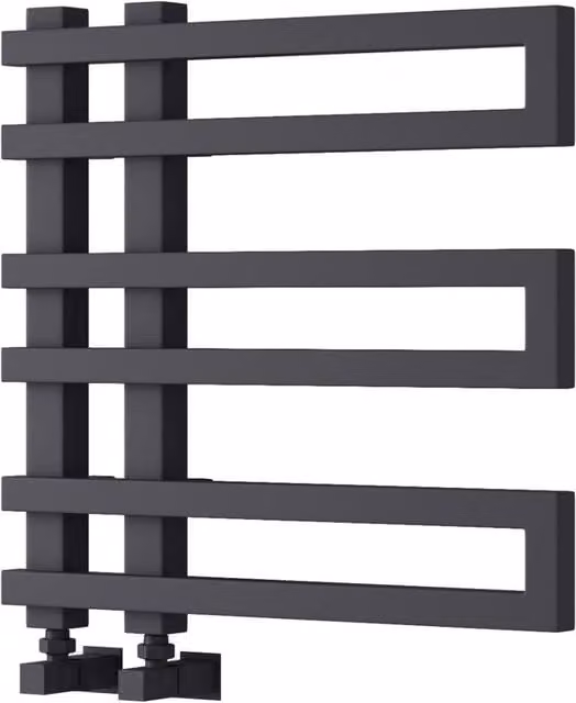 Bathroom Kingdom Pietra Anthracite Designer Flat Panel Heated Towel Rail, Anthracite, W/D/H: 53 x 53 x 53 cm