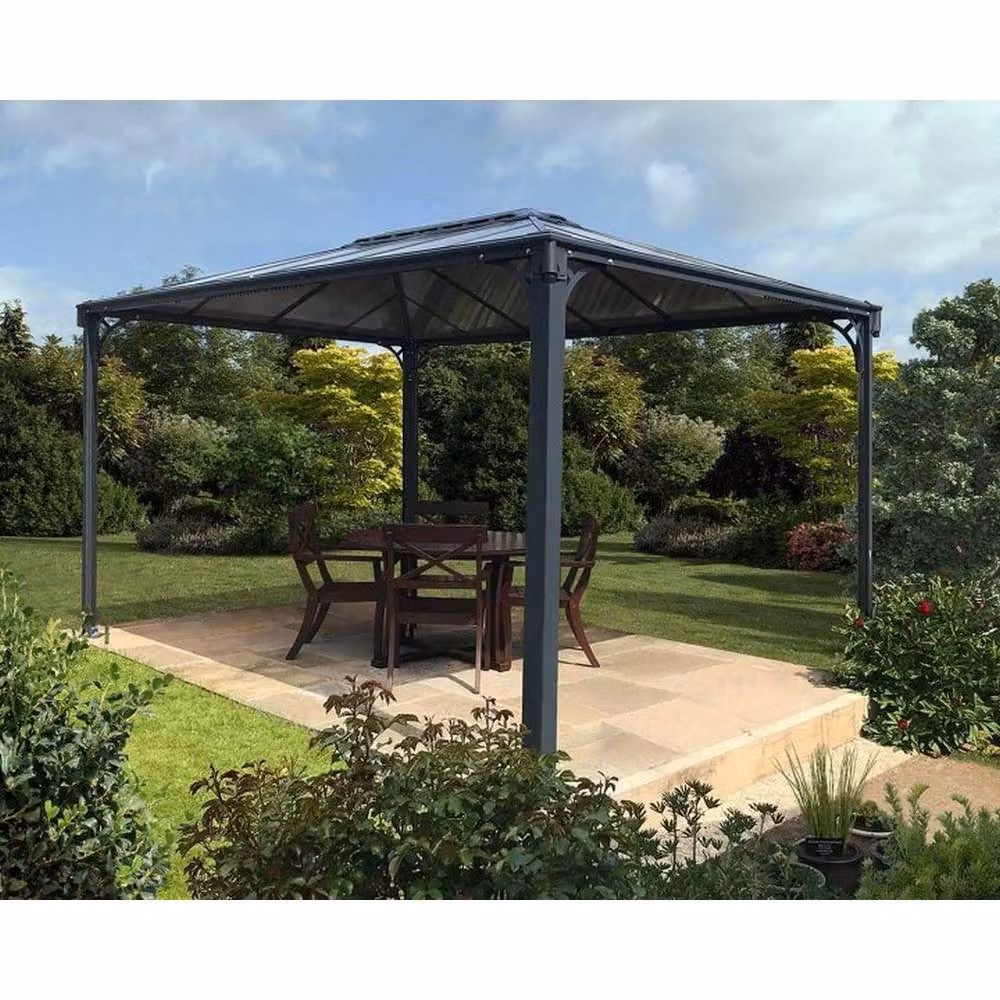 Palram Canopia Martinique Hardtop Garden Gazebo in Anthracite Grey, W: 295 cm, D: 360 cm, H: 274.5 cm – 6