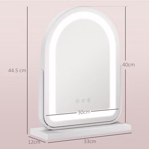 HOMCOM LED Vanity Dressing Table Mirror in White, W/H: 33 x 44.5 cm – 3